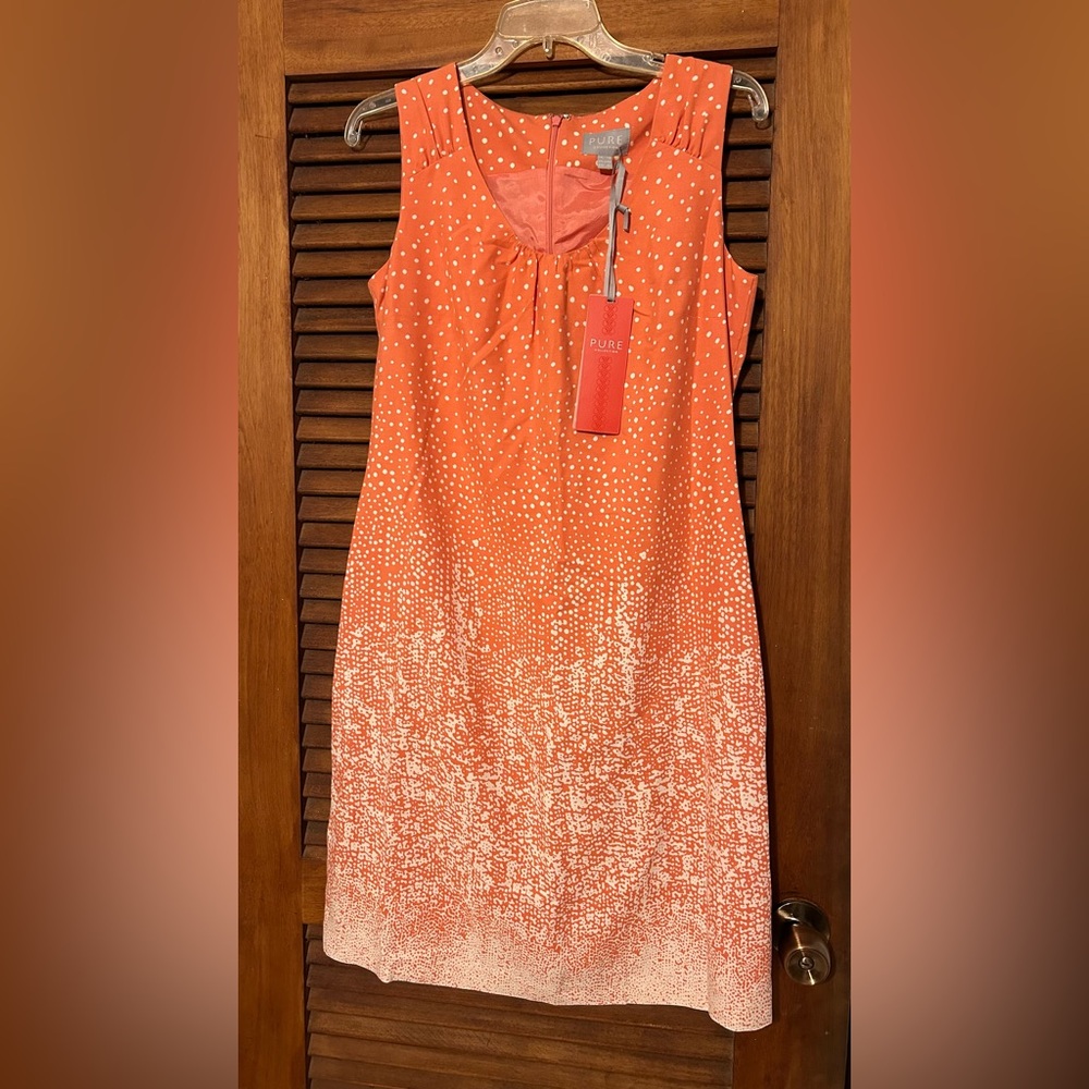 NWT PURE COLLECTION 100% Silk Polka Dot Boho Formal Sleeveless Dress Size 8/10